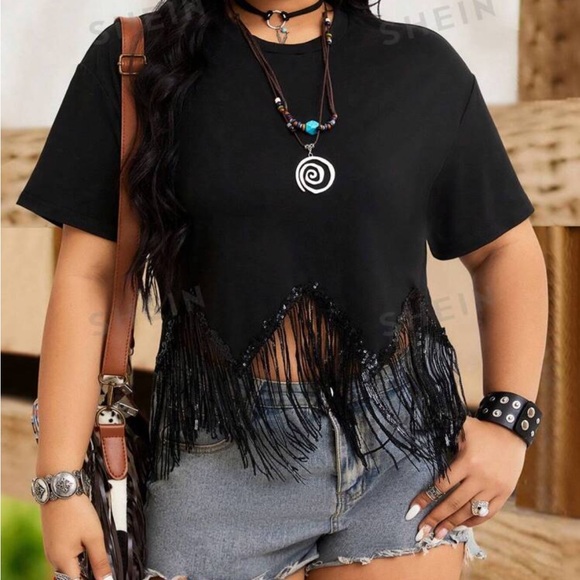 NWOT Shein fringe blouse - Picture 2 of 5